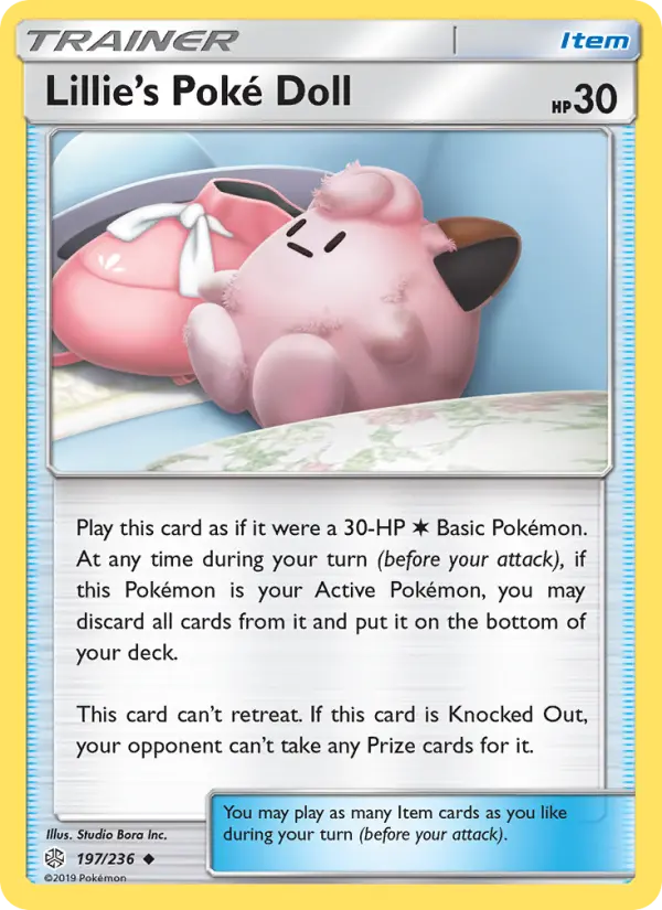 Lillie’s Poké Doll Uncommon Pokemon card #197 from Cosmic Eclipse