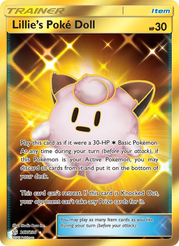 Lillie’s Poké Doll Secret Rare Pokemon card #267 from Cosmic Eclipse