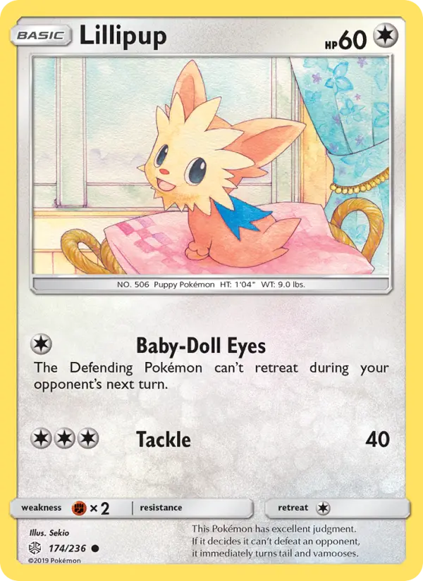 Lillipup Common Pokemon card #174 from Cosmic Eclipse