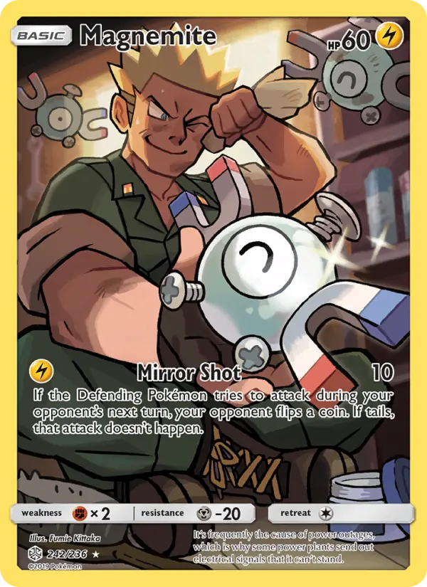 Magnemite Secret Rare Pokemon card #242 from Cosmic Eclipse