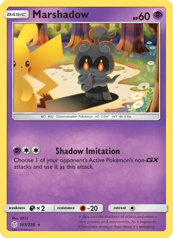 Marshadow Rare Pokemon card #103 from Cosmic Eclipse