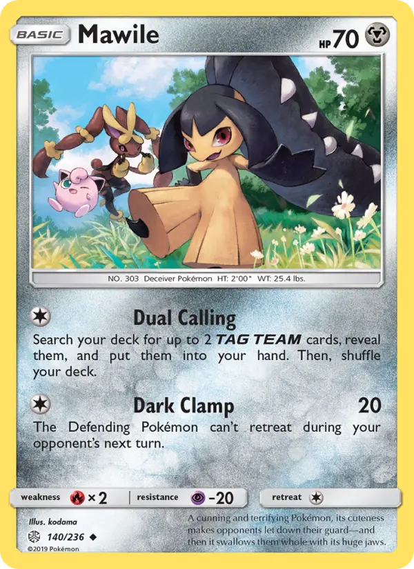 Mawile Uncommon Pokemon card #140 from Cosmic Eclipse
