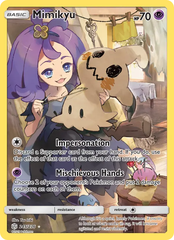 Mimikyu Secret Rare Pokemon card #245 from Cosmic Eclipse