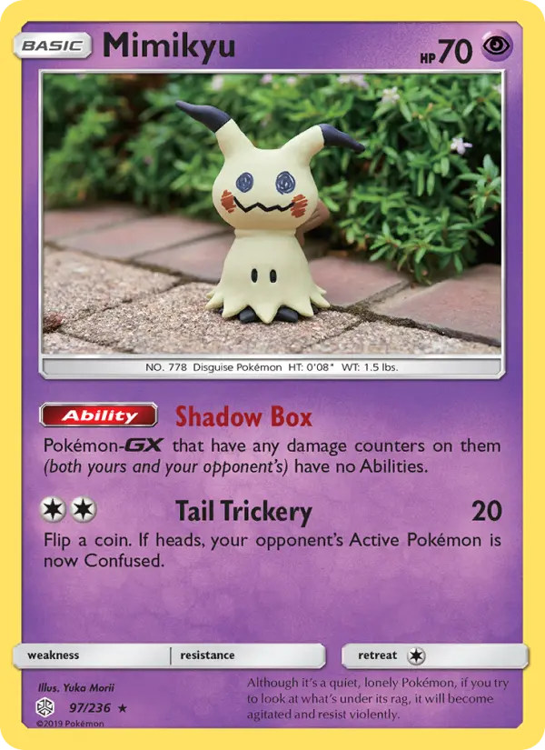 Mimikyu Rare Pokemon card #97 from Cosmic Eclipse