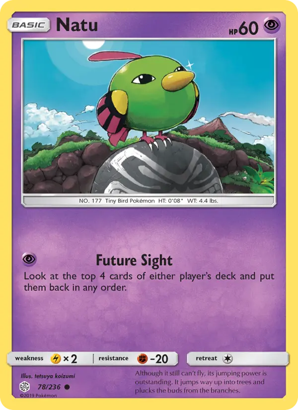 Natu Common Pokemon card #78 from Cosmic Eclipse