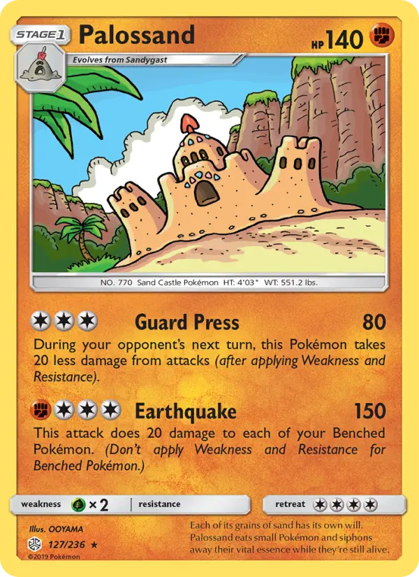 Palossand Rare Pokemon card #127 from Cosmic Eclipse
