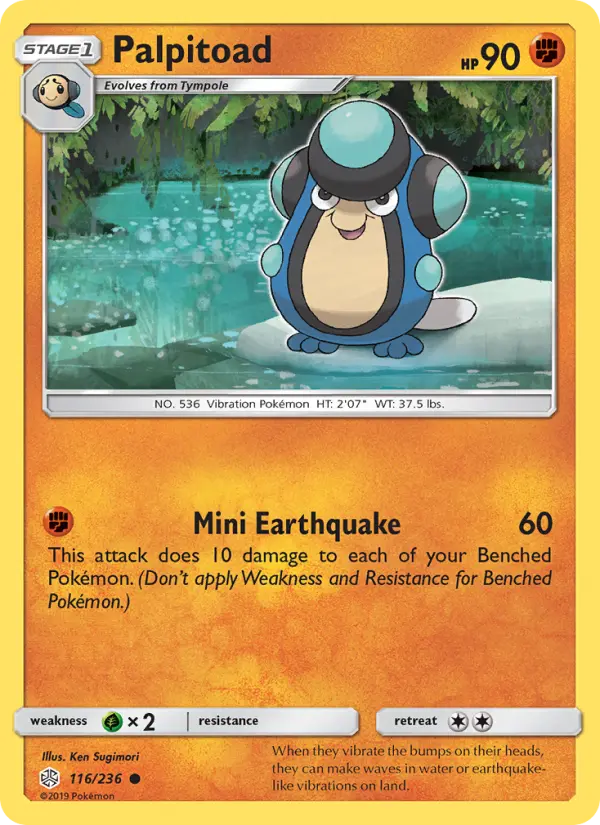 Palpitoad Common Pokemon card #116 from Cosmic Eclipse