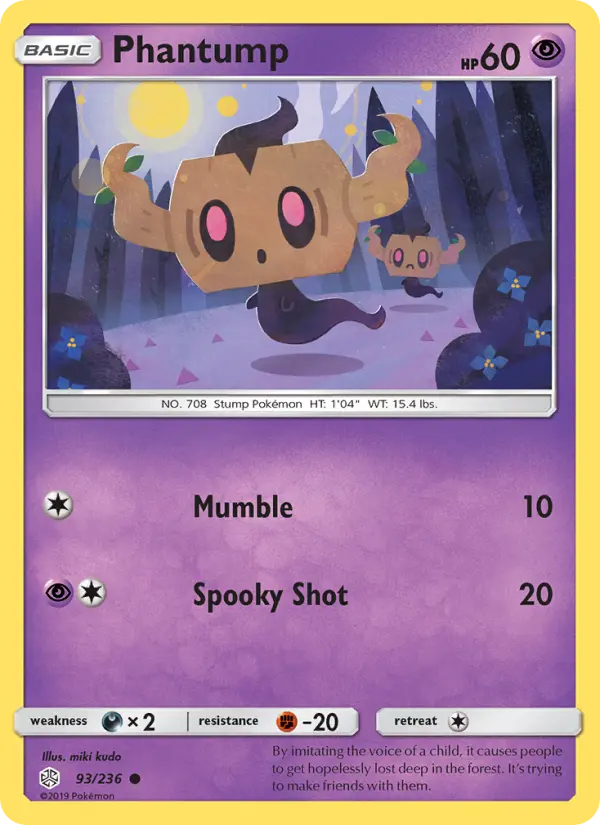 Phantump Common Pokemon card #93 from Cosmic Eclipse