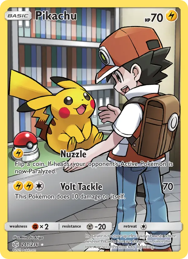 Pikachu Secret Rare Pokemon card #241 from Cosmic Eclipse