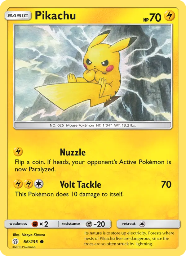 Pikachu Common Pokemon card #66 from Cosmic Eclipse