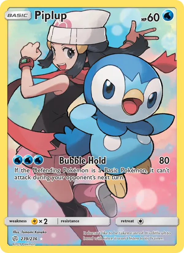 Piplup Secret Rare Pokemon card #239 from Cosmic Eclipse