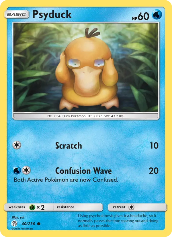 Psyduck Common Pokemon card #40 from Cosmic Eclipse