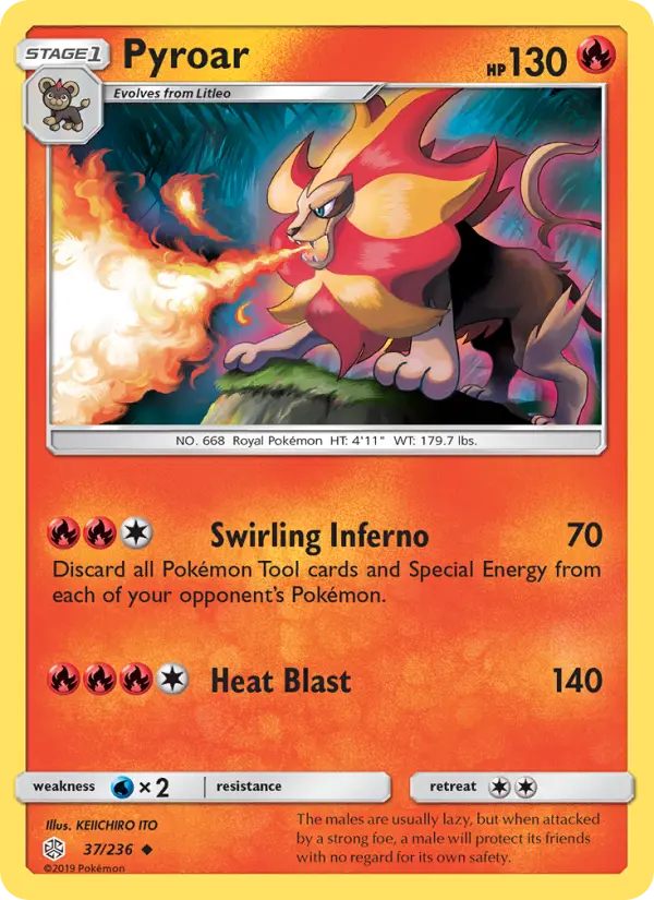 Pyroar Uncommon Pokemon card #37 from Cosmic Eclipse