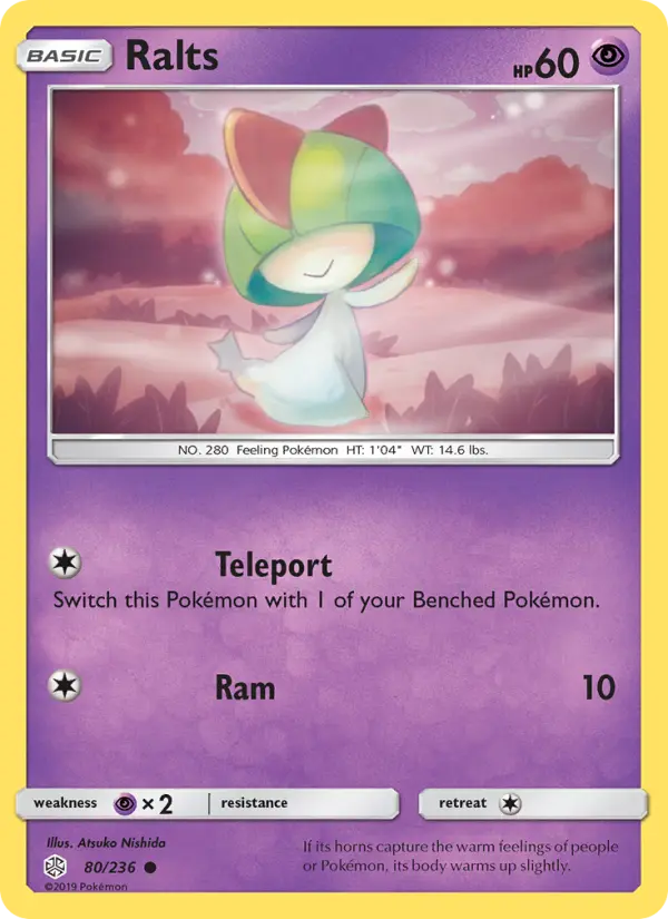 Ralts Common Pokemon card #80 from Cosmic Eclipse