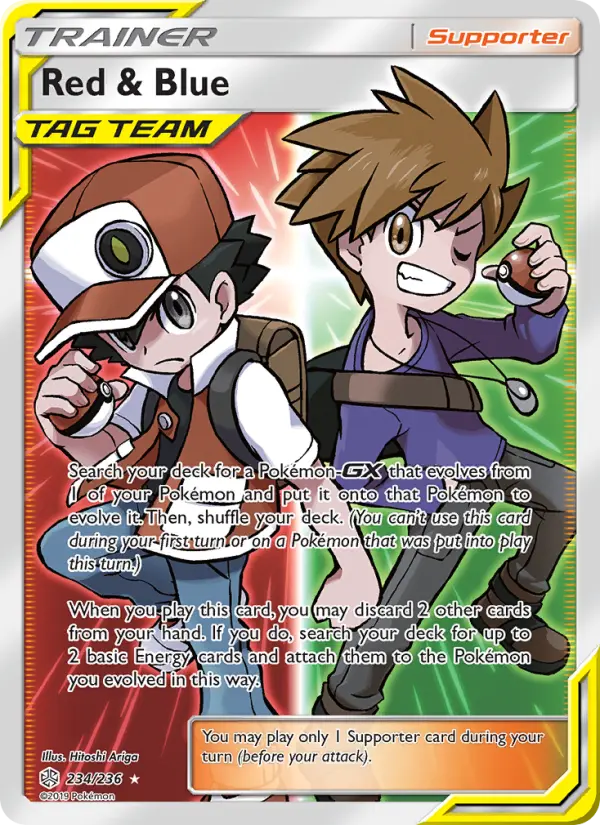 Red & Blue Ultra Rare Pokemon card #234 from Cosmic Eclipse
