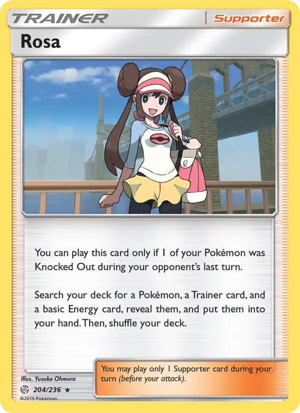 Rosa Rare Pokemon card #204 from Cosmic Eclipse