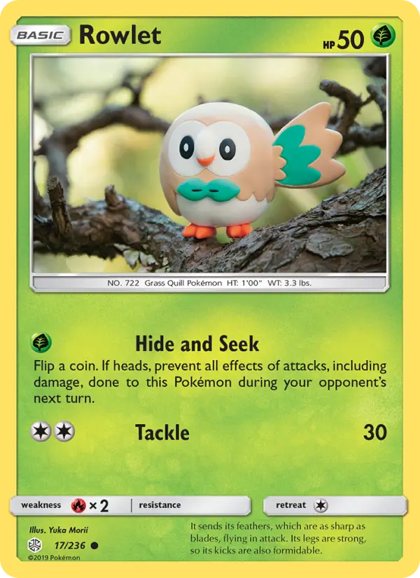 Rowlet Common Pokemon card #17 from Cosmic Eclipse
