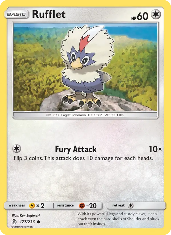 Rufflet Common Pokemon card #177 from Cosmic Eclipse
