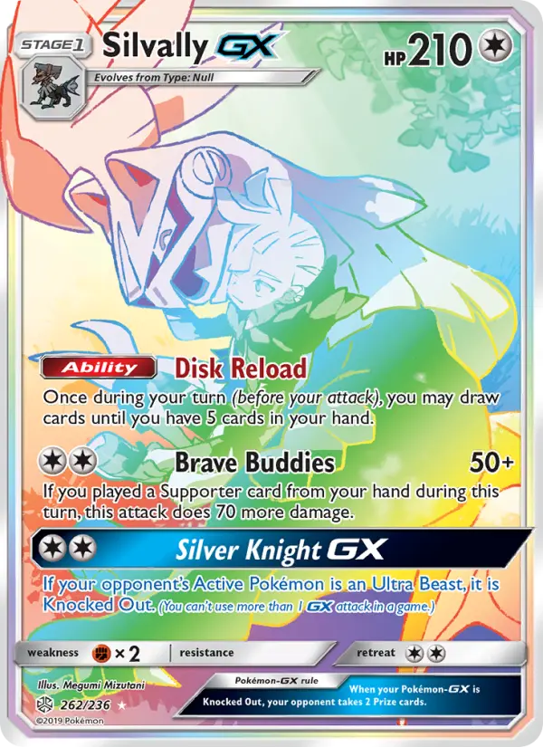 Silvally GX Secret Rare Pokemon card #262 from Cosmic Eclipse