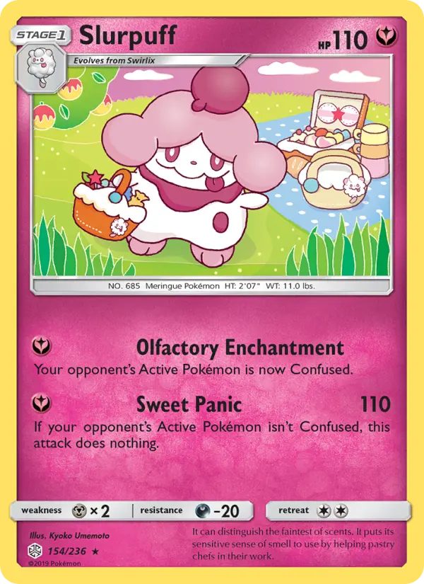 Slurpuff Rare Pokemon card #154 from Cosmic Eclipse