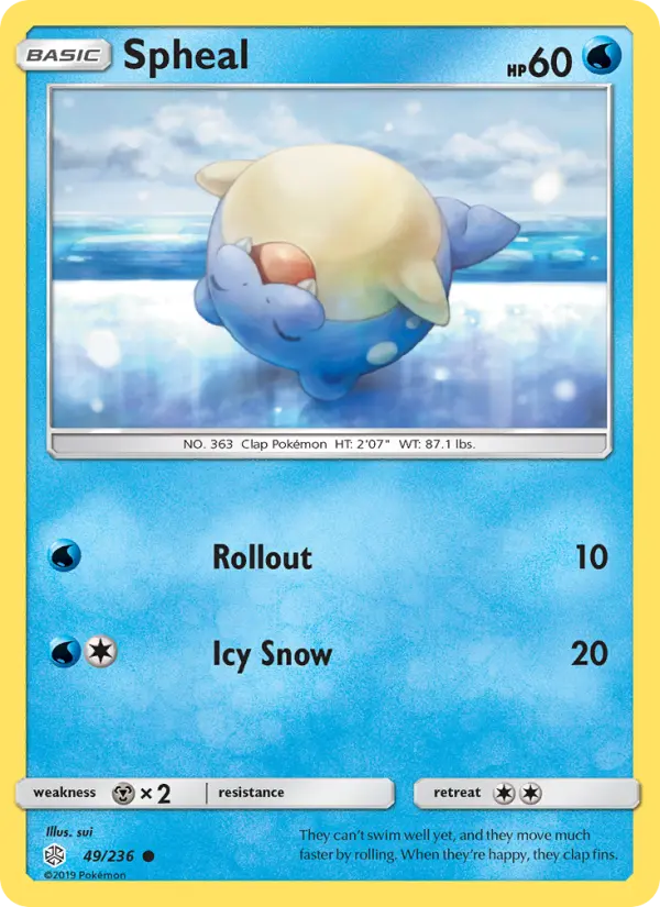 Spheal Common Pokemon card #49 from Cosmic Eclipse