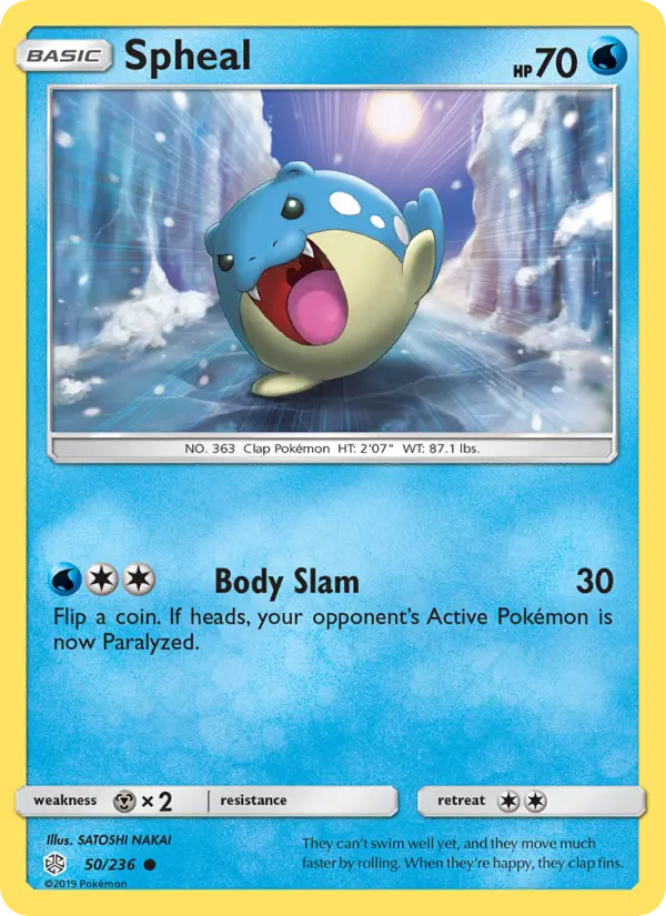 Spheal Common Pokemon card #50 from Cosmic Eclipse