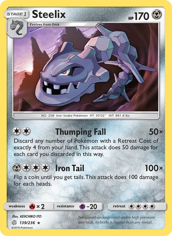 Steelix Rare Pokemon card #139 from Cosmic Eclipse