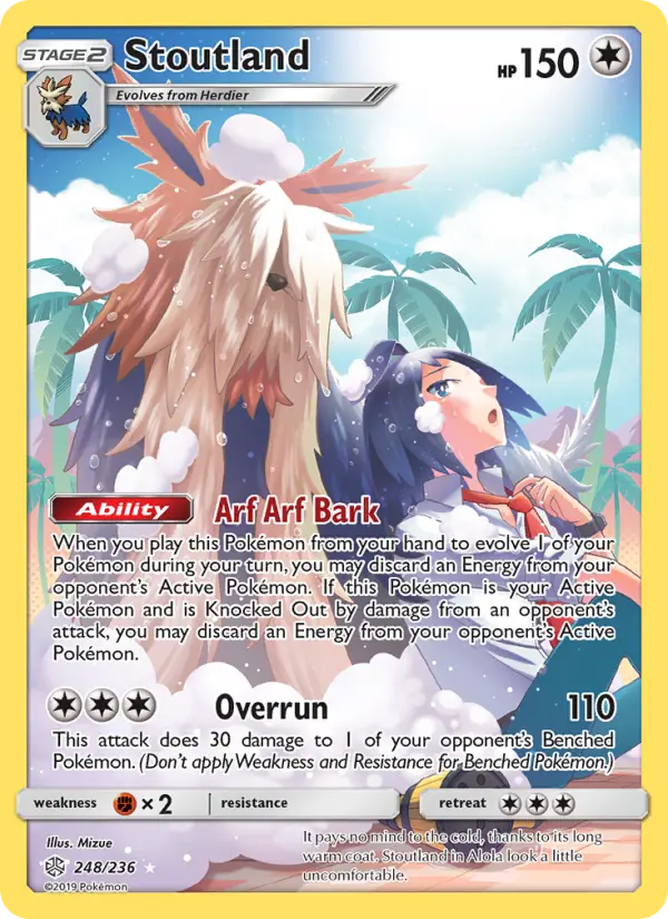 Stoutland Secret Rare Pokemon card #248 from Cosmic Eclipse