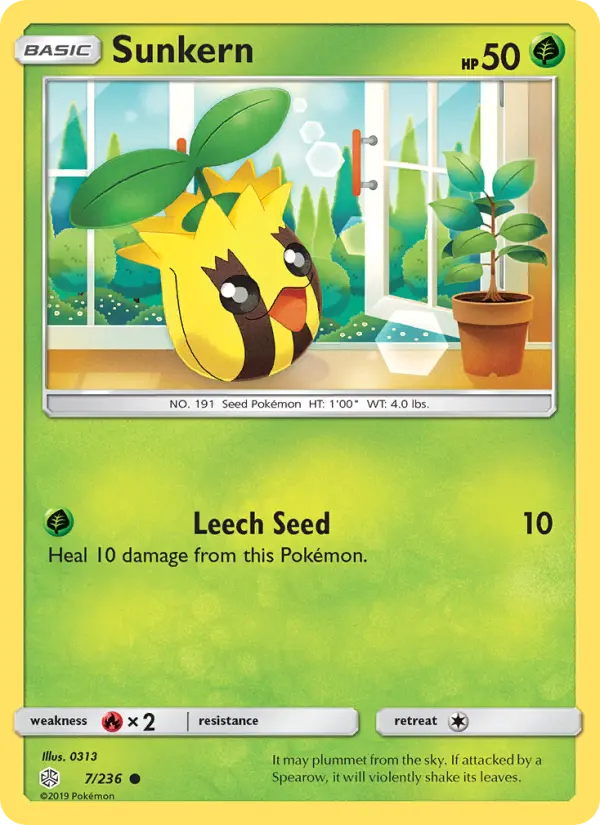 Sunkern Common Pokemon card #7 from Cosmic Eclipse