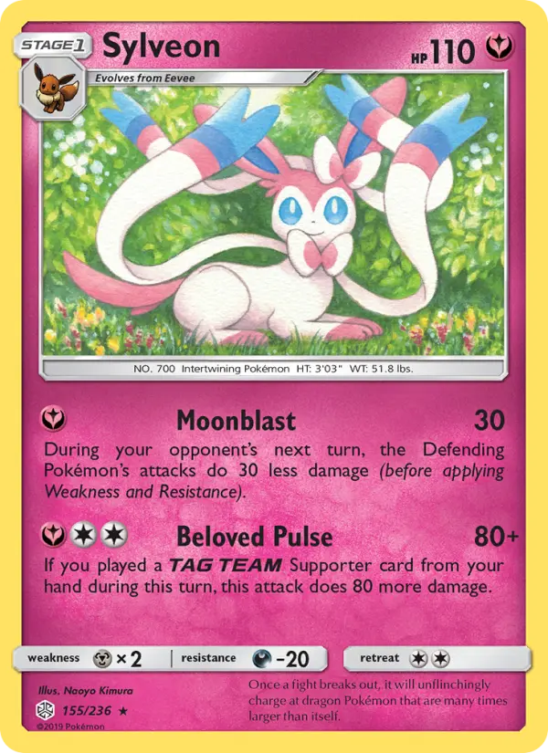 Sylveon Rare Pokemon card #155 from Cosmic Eclipse