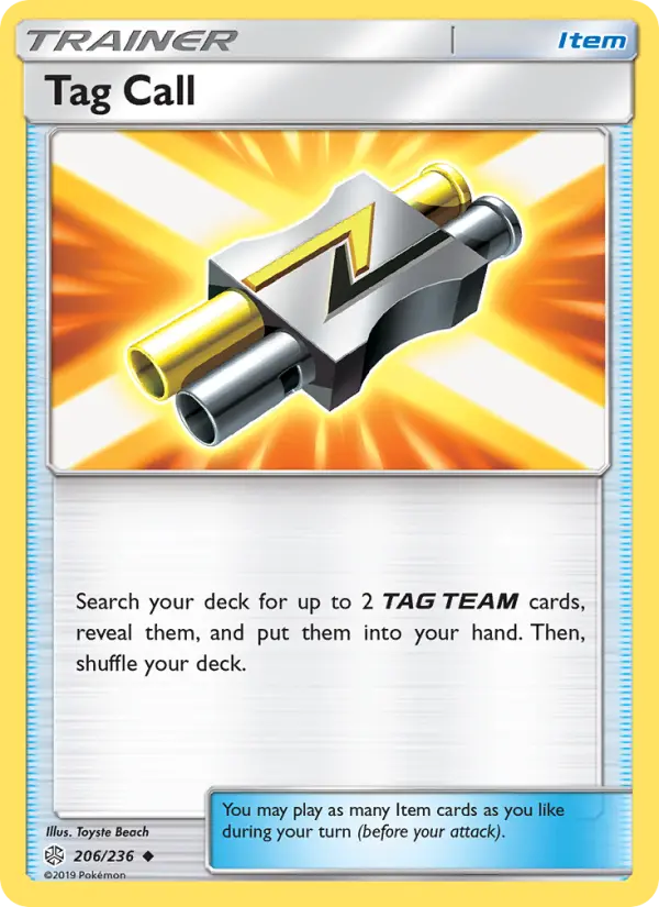 Tag Call Uncommon Pokemon card #206 from Cosmic Eclipse