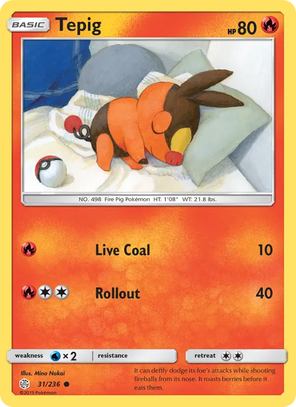 Tepig Common Pokemon card #31 from Cosmic Eclipse
