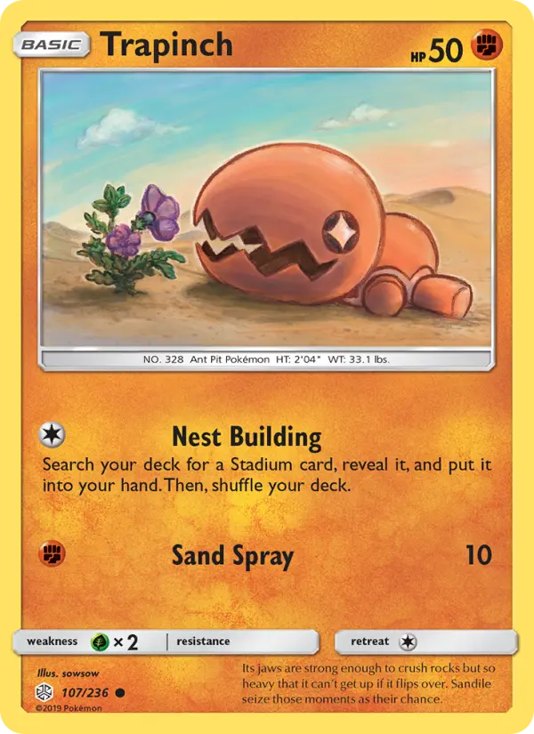 Trapinch Common Pokemon card #107 from Cosmic Eclipse