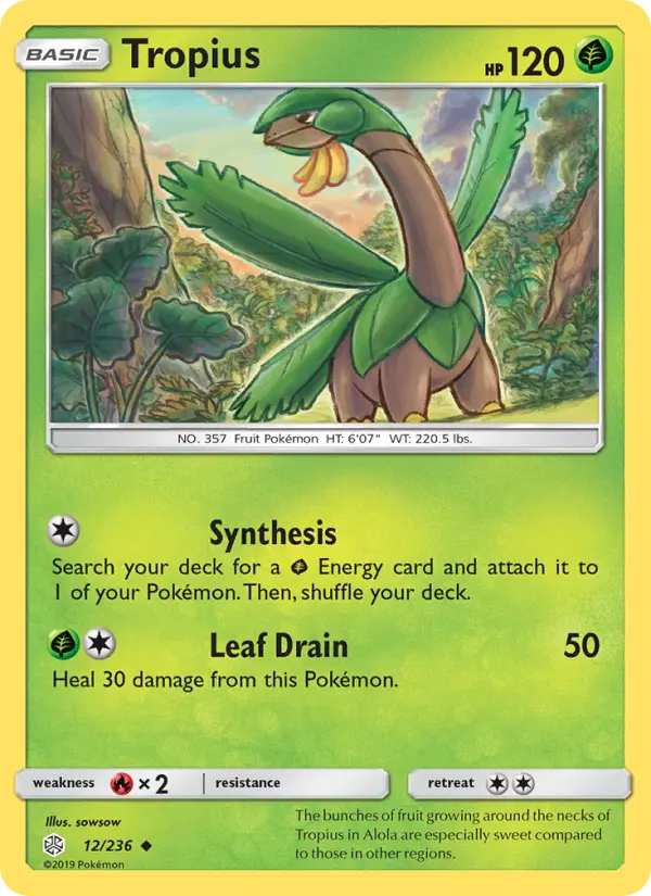Tropius Uncommon Pokemon card #12 from Cosmic Eclipse
