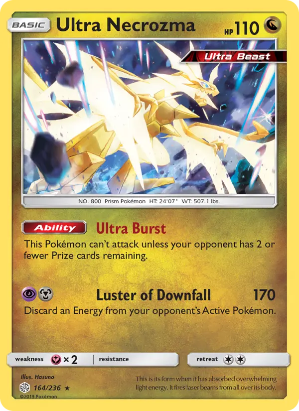 Ultra Necrozma Rare Pokemon card #164 from Cosmic Eclipse