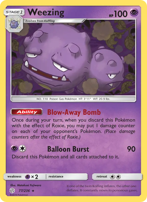 Weezing Rare Pokemon card #77 from Cosmic Eclipse