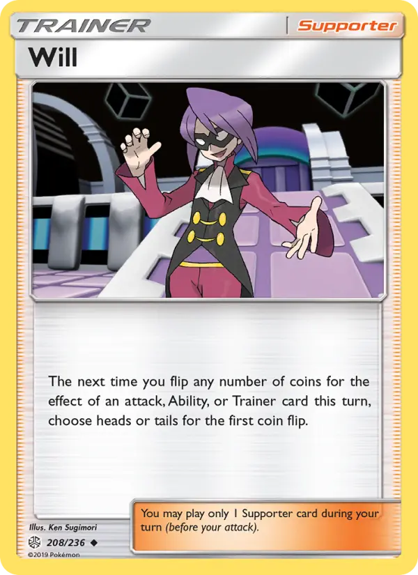 Will Uncommon Pokemon card #208 from Cosmic Eclipse