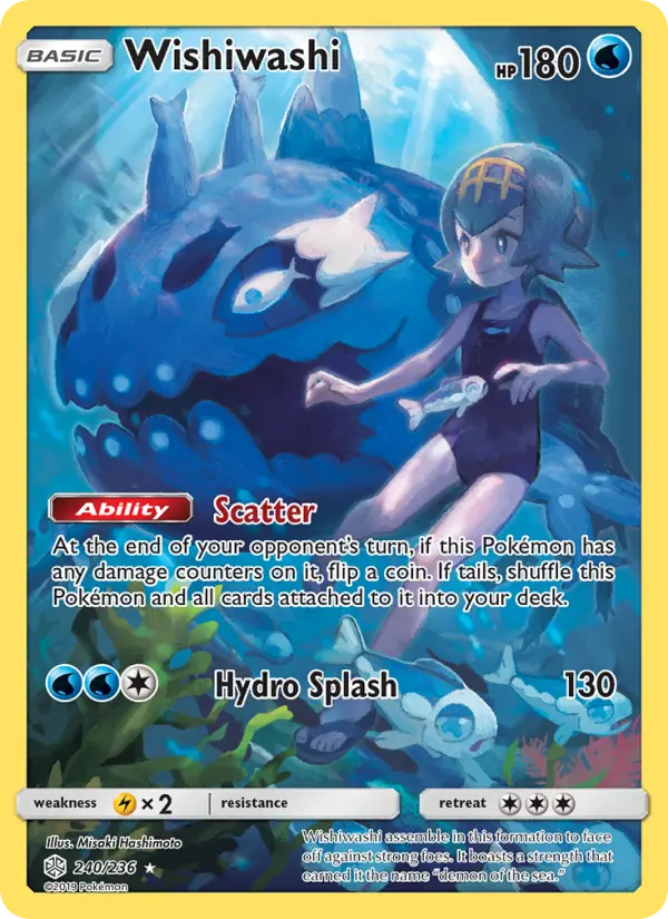Wishiwashi Secret Rare Pokemon card #240 from Cosmic Eclipse