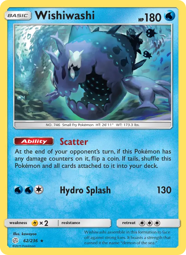 Wishiwashi Rare Pokemon card #62 from Cosmic Eclipse