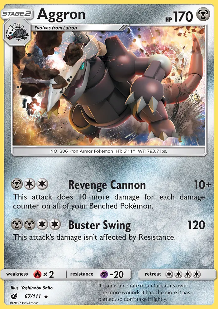 Aggron Rare Pokemon card #67 from Crimson Invasion