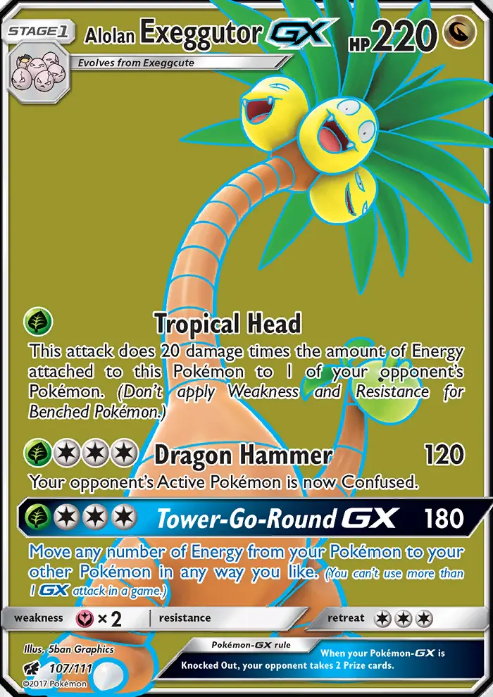 Alolan Exeggutor GX Ultra Rare Pokemon card #107 from Crimson Invasion