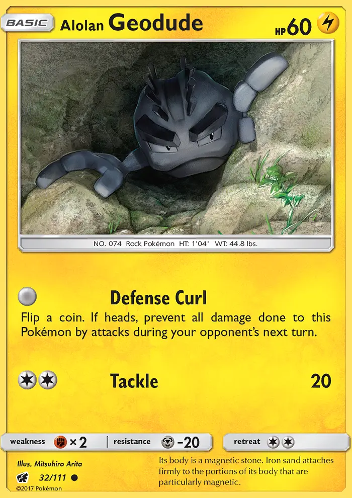 Alolan Geodude Common Pokemon card #32 from Crimson Invasion