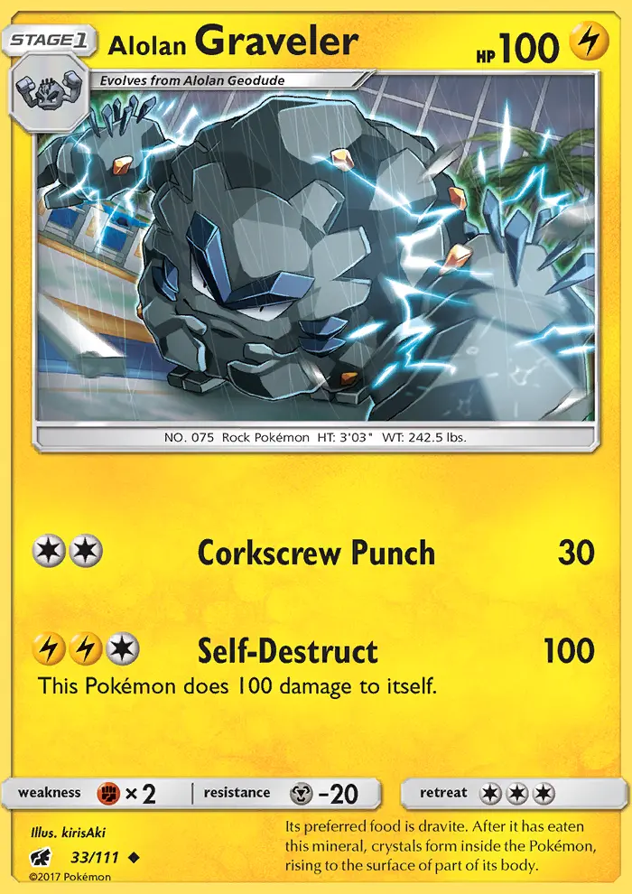 Alolan Graveler Uncommon Pokemon card #33 from Crimson Invasion