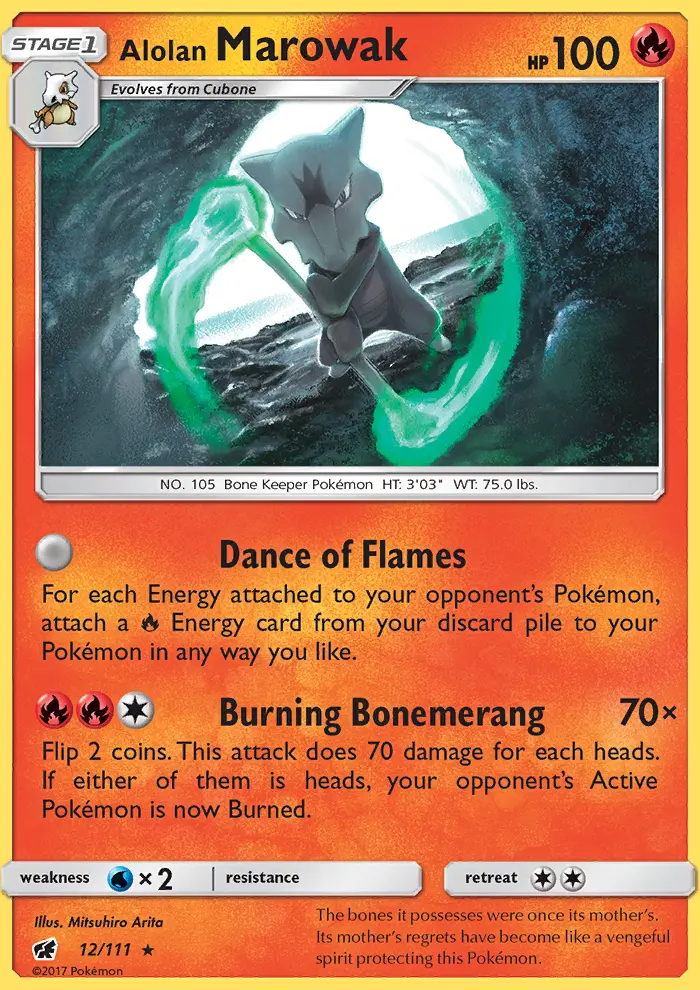 Alolan Marowak Rare Pokemon card #12 from Crimson Invasion