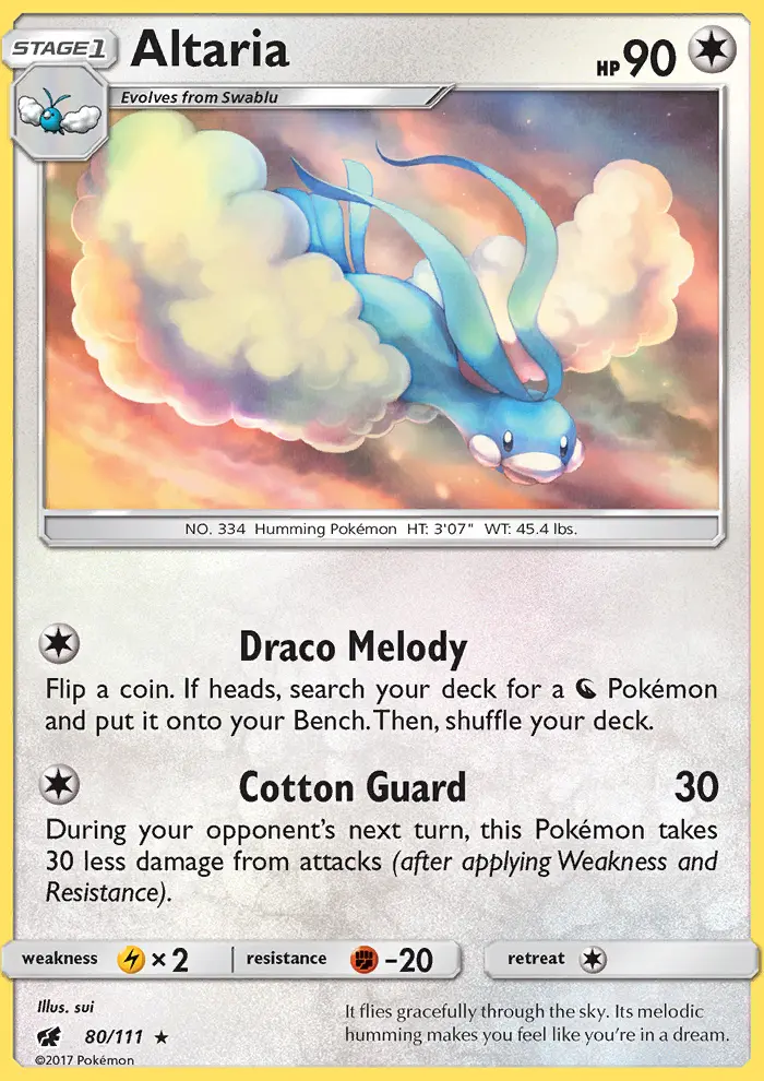 Altaria Rare Pokemon card #80 from Crimson Invasion