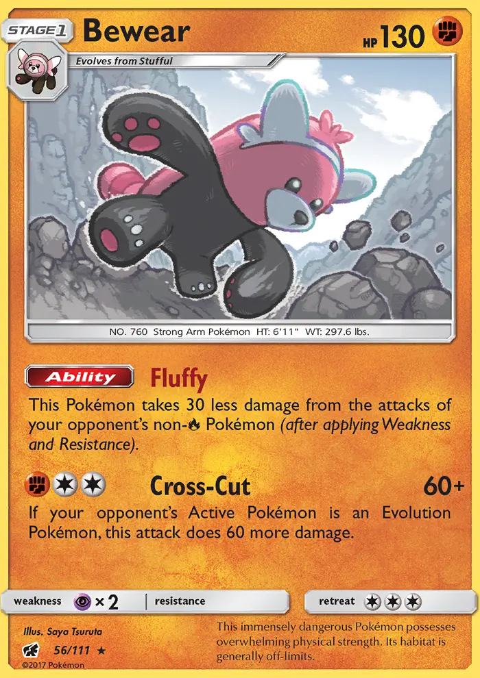 Bewear Rare Pokemon card #56 from Crimson Invasion
