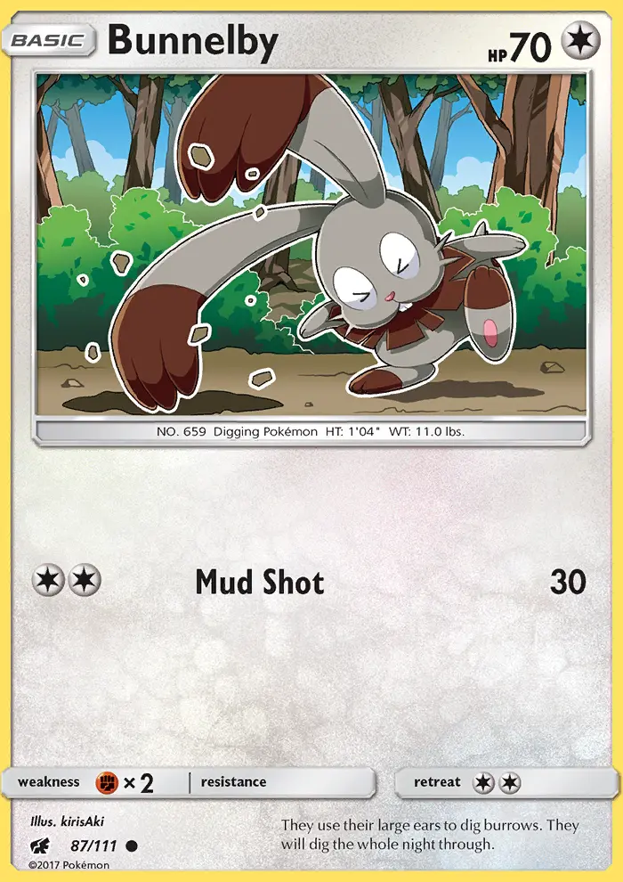 Bunnelby Common Pokemon card #87 from Crimson Invasion