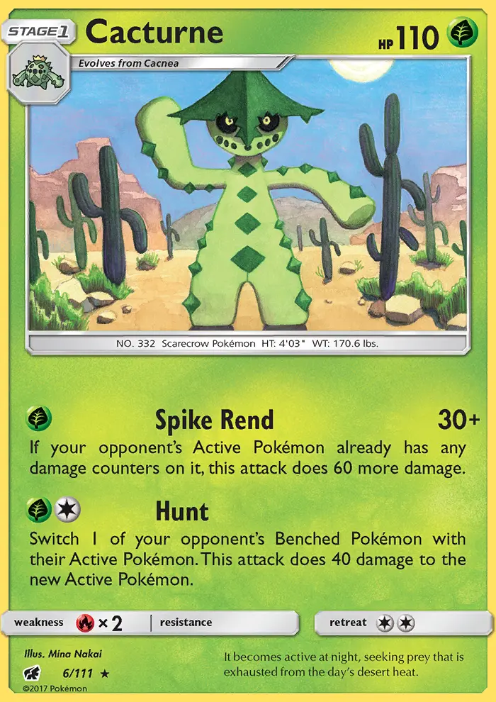Cacturne Rare Pokemon card #6 from Crimson Invasion