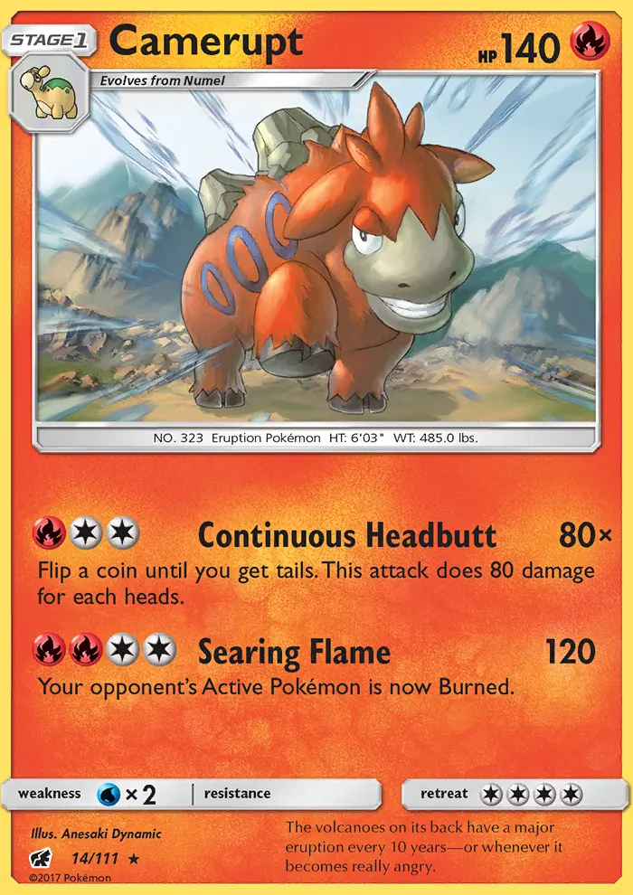 Camerupt Rare Pokemon card #14 from Crimson Invasion