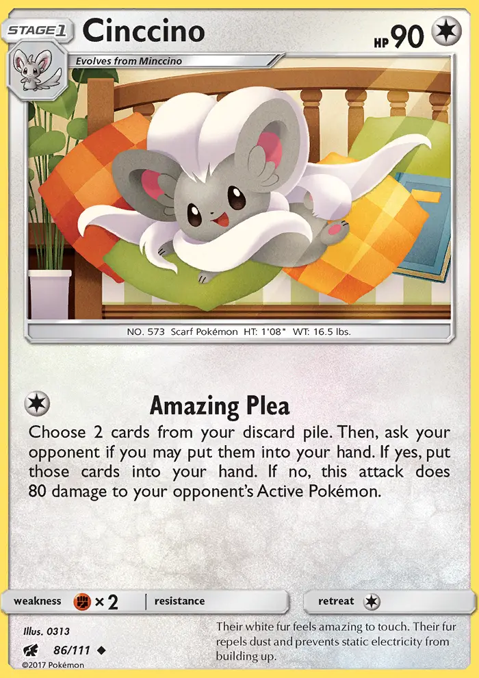 Cinccino Uncommon Pokemon card #86 from Crimson Invasion